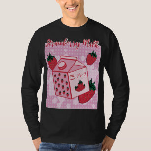 T-shirt Lait de fraise Japonais Rétro 90s Anime Fruit Aes