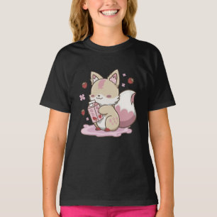 T-shirt Lait de fraise Kitsune - Jote Fox Yokai esthétique