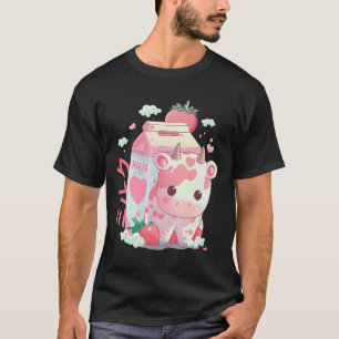 T-shirt Lait de fraise Lait de sabot Vache Carton Cute Kaw