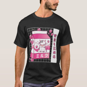 T-shirt Lait de fraise nippon Carton Vache mignonne