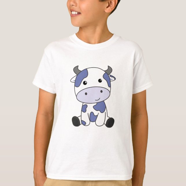 T-shirt Lait de vache Kawaii Blueberry japonais (Devant)