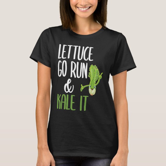 T-shirt Laitue Go Run Et Kale It Funny Vegan Runner Vegan  (Devant)