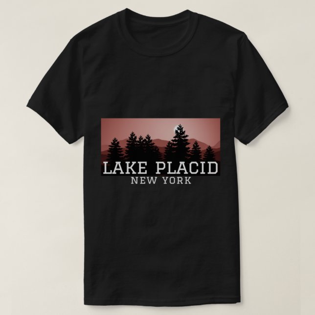 T-shirt Lake Placid New York Chemise, Long Manche NY Chemi (Design devant)