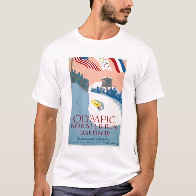 T-shirt Lake Placid olympique de bobsleigh WPA 1938 (Devant)