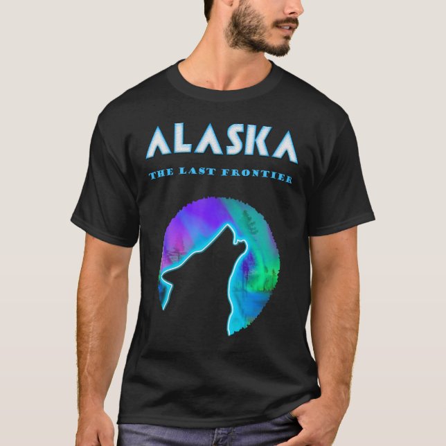 T-shirt L'Alaska, loup sauvage de rampement de Pleine lune (Devant)