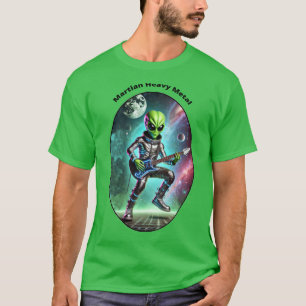 T-shirt L'Alien spatial vintage Martian Jouer à la guitare