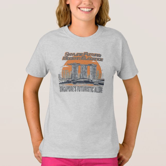 T-shirt L'allure futuriste de Singapour. Asie (Devant)