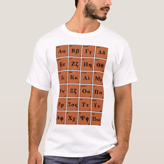 T-shirt L'alphabet grec (noms de lettres et numérologie) T (Devant)