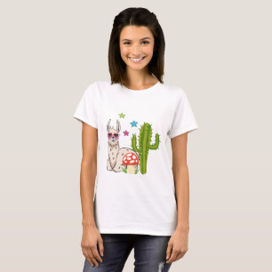 T-shirt Lama cool en Lunettes de soleil en forme de coeur