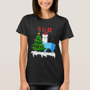T-shirt lama Fils Chapeau de Père Noël Xmas Pyjama Famille