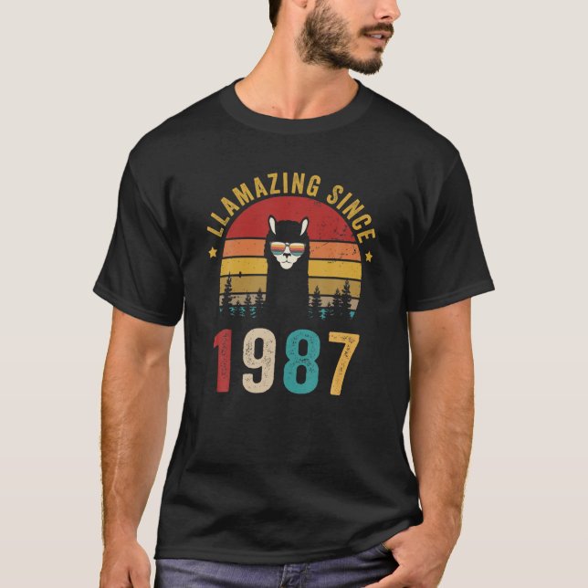 T-shirt Lamazing Depuis 1987 Llama Portant Des Lunettes De (Devant)