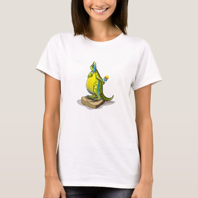 T-shirt Lambeosaurus Se Possédant Sur Une Échelle De Poids (Devant)