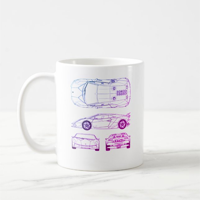 T-shirt Lambo bleu tasse à café (Gauche)