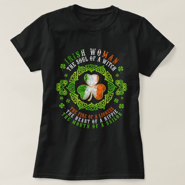 T-shirt L'âme d'une sorcière Shamrock irlandaise St Patric (Design devant)