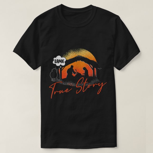 T-shirt Lame Story Noël Nativité Scène Catholique Jésus (Design devant)