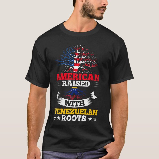 T-shirt L'Américain Élevé Avec La Culture Vénézuélienne (Devant)