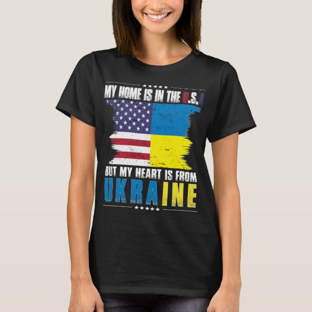 T-shirt L'Américain grandisse Ukrainien Américain d'Ukrain (Devant)