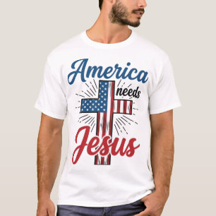 T-shirt L'Amérique a besoin de Jésus conception de chemise