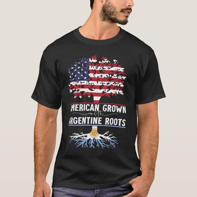 T-shirt L'Amérique A Grandi Avec Des Racines Argentine (Devant)