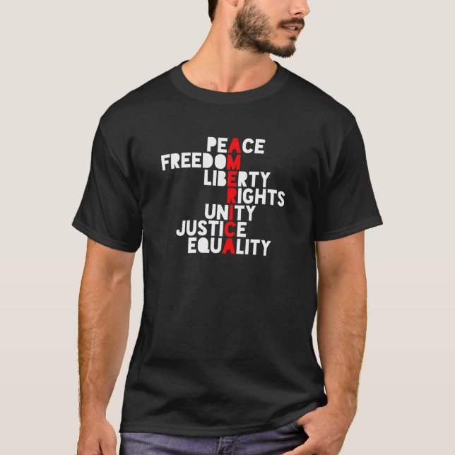 T-shirt L'Amérique anti-Trump Signifie Unité Paix Résiste  (Devant)