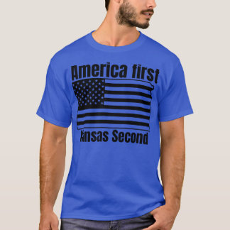 T-shirt L'Amérique d'abord Kansas deuxième patriotique amé