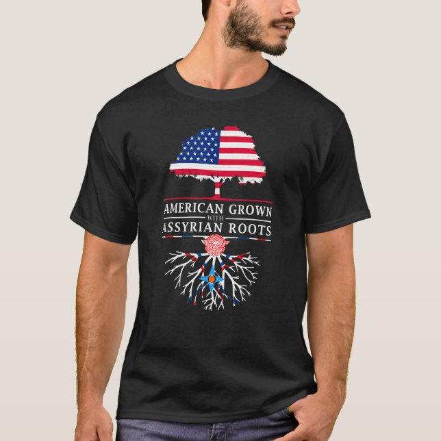 T-shirt L'Amérique Grandit Avec Des Racines Assyriennes As (Devant)