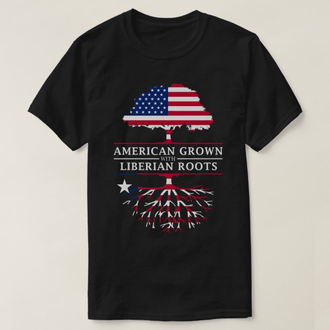 T-shirt L'Amérique grandit avec des racines libériennes Li (Design devant)