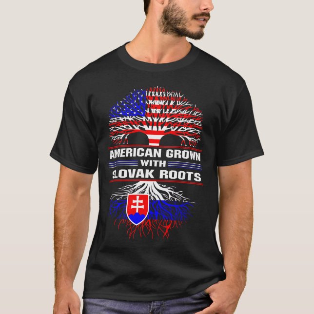 T-shirt L'Amérique grandit avec des racines slovaques (Devant)
