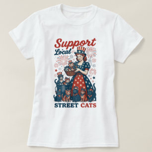 T-shirt L'Amérique soutient les chats de rue locaux 4 juil
