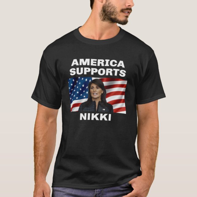 T-shirt L'Amérique soutient Nikki Haley (Devant)