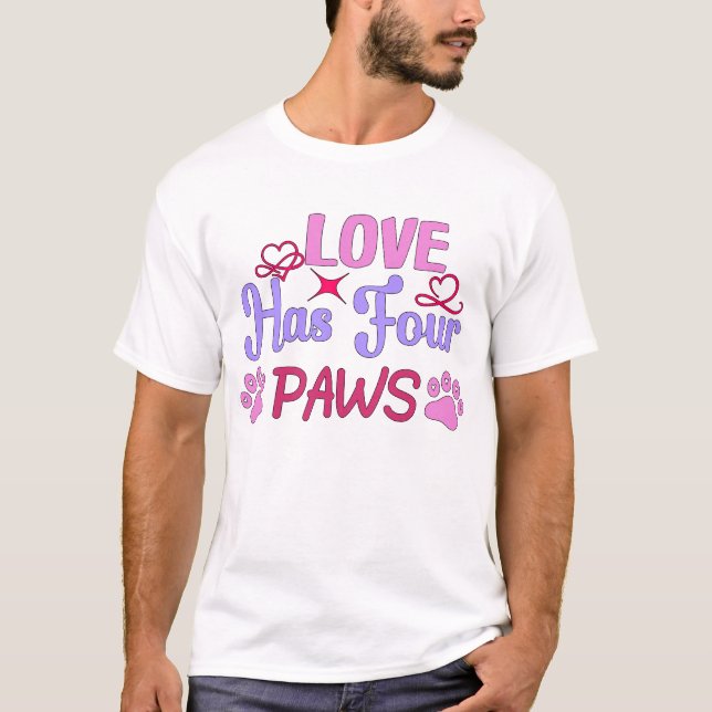 T-shirt L'amour a quatre pattes Couple de la Saint Valenti (Devant)