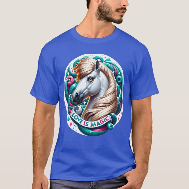 T-shirt L'amour du cheval est un garçon magique (Devant)