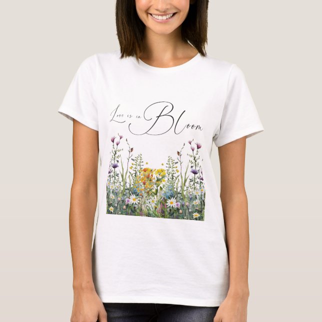 T-shirt L'amour est dans la Fête des mariées fleurie Fleur (Devant)
