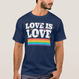 T-shirt L'amour est l'amour Arc-en-ciel Papillons Déclarat