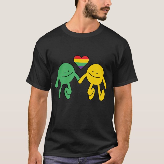 T-shirt L'amour est l'amour heureux ensemble Coeurs arc-en (Devant)