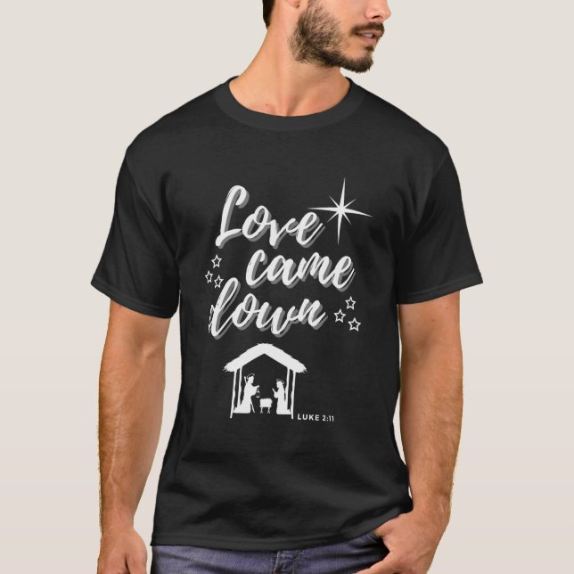 T-shirt L'amour est tombé Noël Lord Christian Nativité S (Devant)