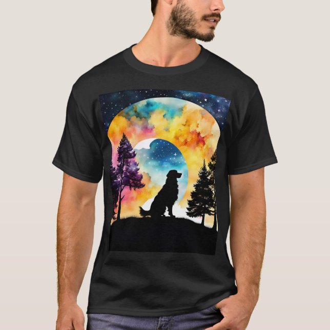 T-shirt L'amour est un chien qui vous attend aquarelle (Devant)