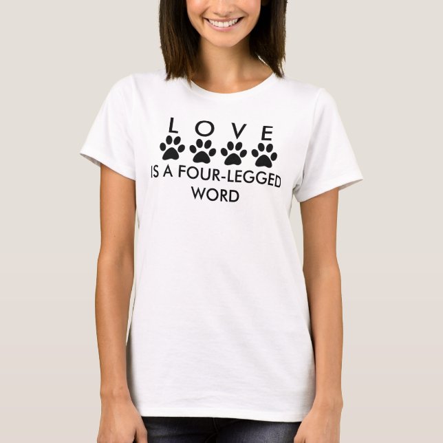 T-shirt L'amour est un mot à quatre pattes Empreintes de p (Devant)