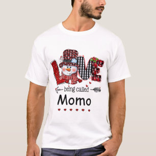 T-shirt L'amour étant appelé Momo Snowman Noël Rouge Plaid