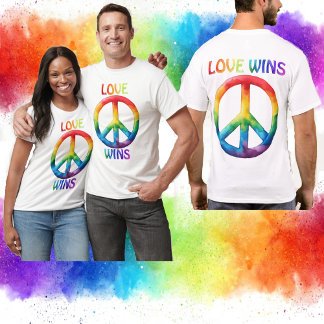 T-shirt L'amour gagne Rainbow Peace Sign
