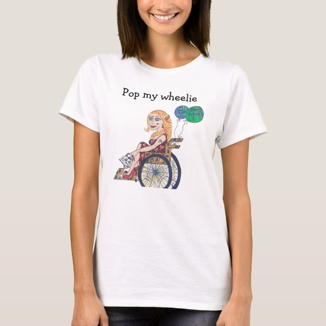 T-shirt Lamour Girl dans un fauteuil roulant devient POP (Devant)