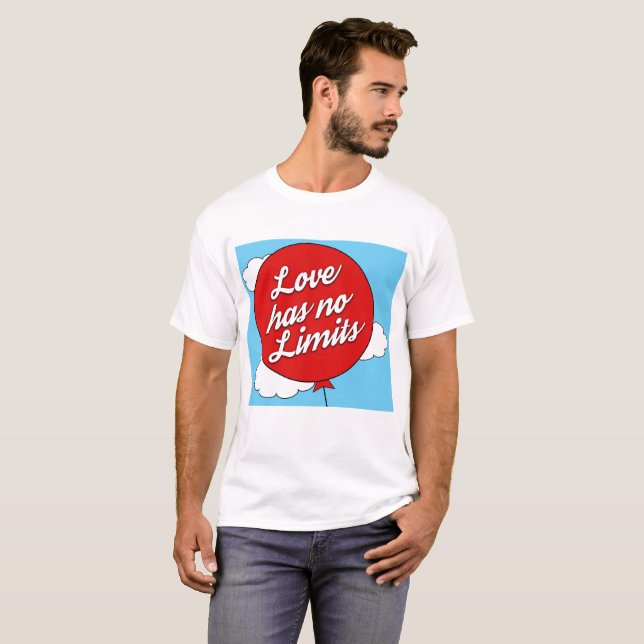T-shirt L'amour n'a aucune pièce en t de ballon de limites (Devant entier)