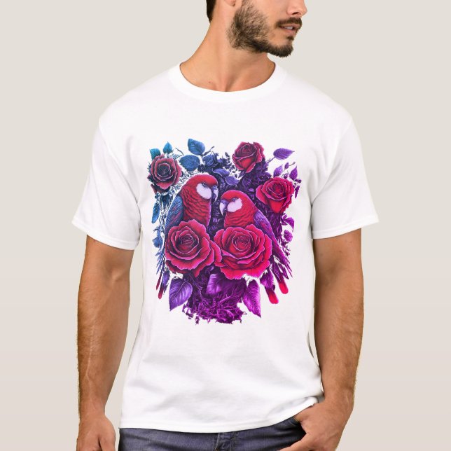 T-shirt L'Amour Rose de la nature - Elégant Couple Heart D (Devant)