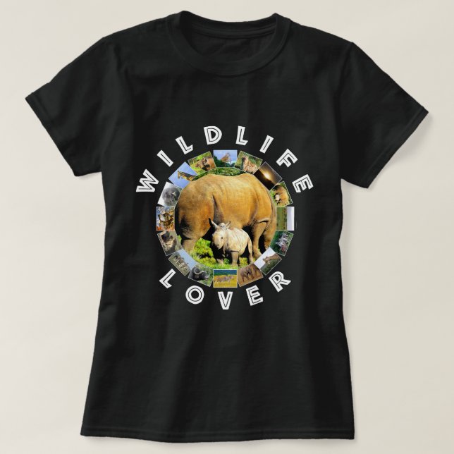 T-shirt L'amoureux de la faune africaine Rhino Calf (Design devant)
