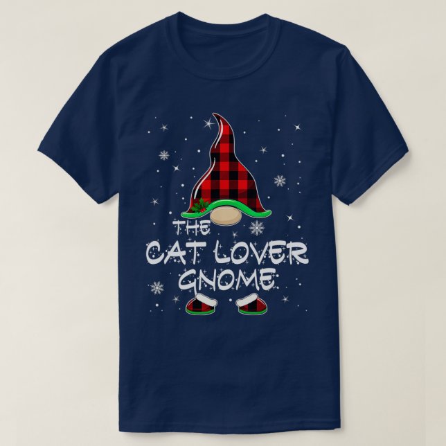 T-shirt L'Amoureux des chats Gnome Buffalo Plaid Matching  (Design devant)