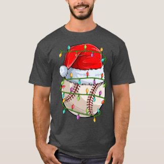 T-shirt L'Amoureux du baseball Xmas Lights Père Noël Baseb