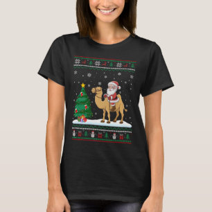 T-shirt Lampe d'arbre de Noël moche Xmas Père Noël Riding