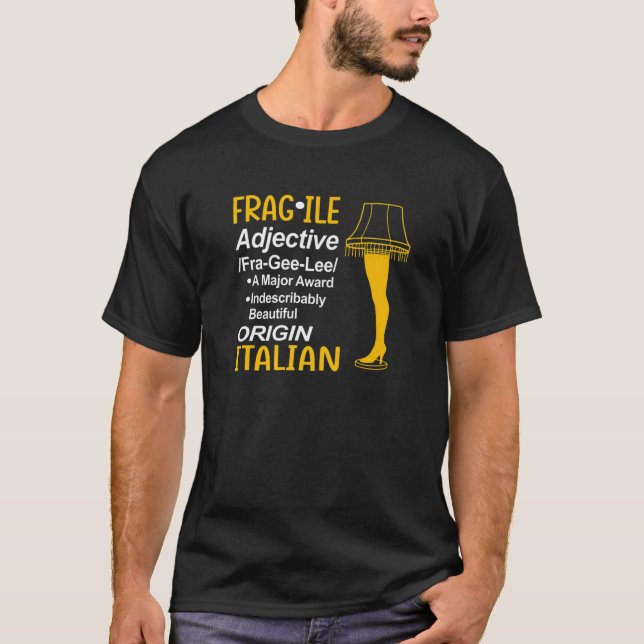 T-shirt Lampe de jambe Fragile Définition Drôle Prime maje (Devant)