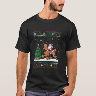 T-shirt Lampe de Noël moche Noël Père Noël Riding Poodle