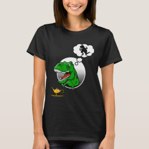 T-shirt Lampe Génie de Blague Drôle Bras Courts de Dinosau